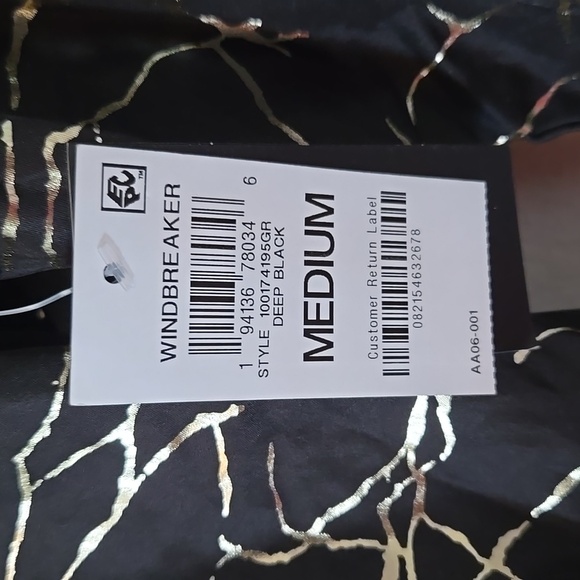 NWT Ideology Black And Gold Windbreaker Raincoat Jacket Size Medium - Picture 4 of 7